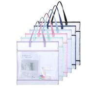 6 borse per progetti di trapuntatura, 40,6 x 40,6 cm, borsa da cucito per arti e mestieri, borsa per cucito, grande design a rete trasparente, con cerniera, con manico, per lavori artistici e cucito