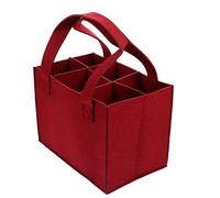 6 Bottiglia di vino Carrier con divisore feltro di stoccaggio del vino Tote Bag portatile sacchetto del regalo di vino vino rosso Scatola di immagazzinaggio con manico (red)