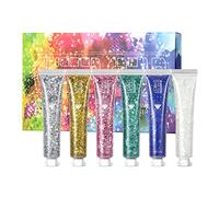6 Bottiglia Gel Glitter per Corpo, JasCherry Glitter il Corpo con Paillettes Sirena, Glitter Chunky Scintillanti a Lunga Durata per Corpo, Occhi, Capelli, Unghie, Festival Decorazione