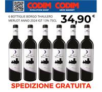 6 Bottiglie Borgo Thaulero Merlot ANNO 2024 IGT 13% Vol. 75cl