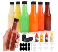 6 bottiglie in vetro da 141,7 g con tappi a vite a prova di perdite, bottiglie per condimenti con coperchi termorestringenti, piccole bottiglie trasparenti per salse piccanti, olio, liquori, vino