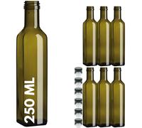 6 BOTTIGLIE MARASCA PER OLIO LIQUORE IN VETRO VERDE CON TAPPO DOSATORE 250 ml