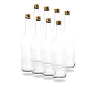 6 bottiglie vuote in vetro da 700 ml 0,7 litri con tappo a vite PP28 oro - utilizzabile come bottiglie di liquore, bottiglie vuote di vino, aceto e olio, Vetro, gold, 8