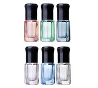 6 bottigliette vuote ricaricabili in vetro trasparente da 3 ml, con tappo nero, mini flaconi roll-on per oli essenziali, flaconcini da viaggio per profumo, roll-ball, contenitori con sfera in acciaio