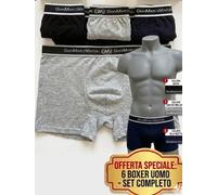 6 Boxer Uomo GIAN MARCO VENTURI Mutande Cotone Elastico Completo GMV Assortiti
