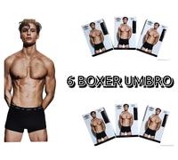 6 BOXER UOMO UMBRO 701 Nero Intimo COTONE ELASTICIZZATO BIELASTICO MUTANDA Slip