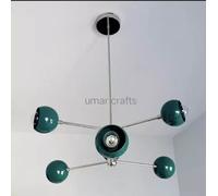 6 Bracci 1950 Metà Secolo Ottone Sputnik Italiano Stilnovo Armatura Lampadario
