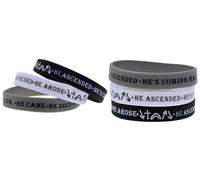 6 braccialetti in silicone con citazioni bibliche He ascended He's coming back Faith Cross Wristbands Outdoor Stretch Bracelet