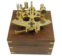 6 Brass Astrolabe Sextant w/ Decorative Wooden Box: Nautical by RedSkyTrader