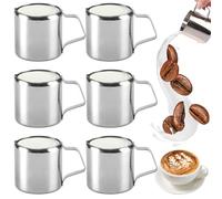 6 bricco per latte, in acciaio inox da 90 ml, piccolo bricco per latte in schiuma, bricco da 3 oz per schiumare, brocca per latte e caffè espresso per montalatte, cappuccino, latte art