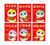 6 buste 2025 con serpente zodiacale rossore per feste di Capodanno cinese pratiche per feste di primavera pacchetti di denaro Hongbao