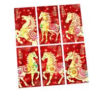 6 buste di Capodanno 2026 con illustrazioni di cavalli, elegante carta spessa, idea regalo per la costruzione