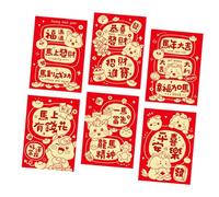 6 buste di Capodanno 2026, con illustrazioni di cavalli, in carta spessa, regalo di costruzione, con design di cavalli, confezione rossa