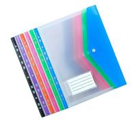 6 buste per documenti tascabili con 11 fori, formato lettera, portadocumenti trasparenti, con chiusura a bottone e tasca per etichette, resistenti protezioni per file in PVC