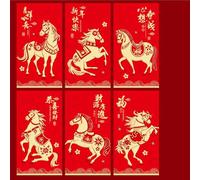 6 buste per soldi per l'anno cinese 2026, regalo di benedizione per il matrimonio, buste rosse fortunate (stile 6)