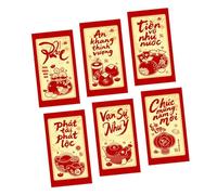 6 buste rosse opache color oro con design culturale vietnamita, adatte per l'anno 2026, simbolo del cavallo, festival, da regalare di pacchetti regalo in denaro