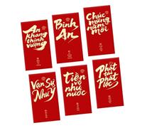 6 buste rosse opache color oro con design culturale vietnamita, adatte per l'anno 2026, simbolo del cavallo, festival, da regalare di pacchetti regalo in denaro