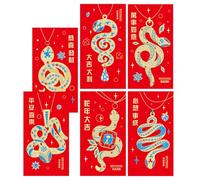 6 buste rossore per il tradizionale festival di primavera 2025 serpente anno pacchetti di denaro sacchetto di carta Hongbao per Capodanno