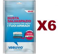 6 BUSTE SALVASPAZIO SOTTOVUOTO 68x98 CM SACCHETTO BUSTA ARMADI ABITI MAGLIE