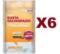 6 BUSTE SALVASPAZIO SOTTOVUOTO 80x130 CM SACCHETTO BUSTA ARMADI ABITI COPERTE