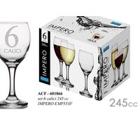 6 CALICE VINO ROSSO BIANCO GAMBO MAXI CALICI BICCHIERI DA TAVOLA MALDIVE 245 ML