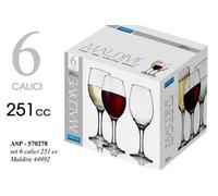 6 CALICE VINO ROSSO BIANCO GAMBO MAXI CALICI BICCHIERI DA TAVOLA MALDIVE 251 ML