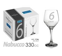 6 CALICE VINO ROSSO BIANCO GAMBO MAXI CALICI BICCHIERI DA TAVOLA NABUCCO 330 ML