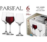 6 CALICE VINO ROSSO BIANCO GAMBO MAXI CALICI BICCHIERI DA TAVOLA PARSIFAL 295 ML
