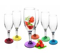 6 calici da spumante con base colorata, 200 ml, per champagne e prosecco