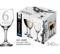 6 CALICI MAXI CALICE ACQUA VINO ROSSO BIANCO BICCHIERI DA TAVOLA IMPERO 340 ML