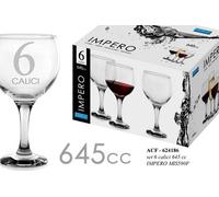 6 CALICI MAXI CALICE ACQUA VINO ROSSO BIANCO BICCHIERI DA TAVOLA IMPERO 645 ML