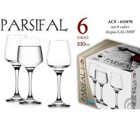 6 CALICI MAXI CALICE ACQUA VINO ROSSO BIANCO BICCHIERI DA TAVOLA PARSIFAL 330 ML