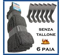 6 Calze Uomo Lunghe Senza Tallone Sport Calzini Spugna Cotone Tubolare da Basket