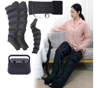 6 Camere Pressoterapia Linfodrenaggio Massaggiatore Compressione d'Aria per Gambali e Addome, Gambali Pressoterapia, per Dolore E Circolazione Migliorare, con Funzione di Cronometraggio