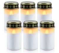 6 candele a LED per tomba, 7 x 12,3 cm, impermeabili, a LED, per esterni (bianco)