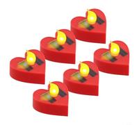 6 candele solari per esterni, impermeabili, a forma di cuore, per decorazione di giardino, patio (rosso)