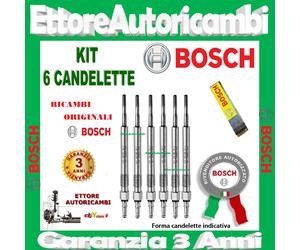 6 CANDELETTE BOSCH AUDI A4 CABRIO (8H7, 8HE) 2.7TDI 132KW 2005->2009 0250403009