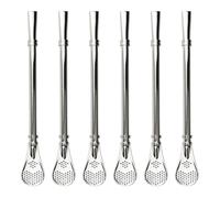 6 cannucce in acciaio inox, cucchiai 2 in 1, con cucchiai filtranti riutilizzabili, cucchiaini da tè e caffè, tè al limone, succhi di frutta, frappè, cocktail