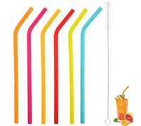 6 cannucce in silicone riutilizzabili e 1 spazzola per la pulizia: cannuccia in silicone flessibile e resistente, alternativa ecologica alle cannucce in gomma e cannucce pieghevoli in plastica, per