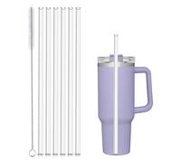 6 cannucce riutilizzabili in plastica trasparente, cannucce di ricambio, compatibili con Stanley Cups da 1,2 l, per sorsi, frullati, cocktail e altre bevande, facili da pulire
