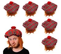 6 cappelli da donna scozzese con cappello da tam O'shanter, cappello da notte con attacco falso zenzero, cappello da notte scozzese