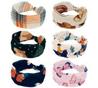 6 cappellini da cowboy vintage western senza cuciture per donne fasce larghe per yoga allenamento fasce per il sudore elastiche antiscivolo fasce per capelli con nodo intrecciato