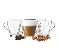 6 Cappuccino Bicchieri Caffè Bicchieri da Tè 250 ML Con Henkel Bicchiere