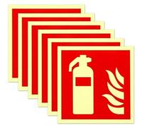 6 cartelli estintori, 15 x 15 cm, adesivi per estintore, marcatura di sicurezza, segni di protezione antincendio, in PVC, retroilluminante, autoadesivo, secondo ISO per casa, ufficio, cantiere e auto