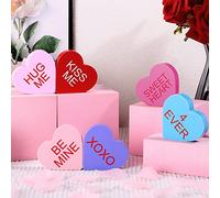 6 cartelli in legno per San Valentino a forma di cuore colorati in legno decorazione da tavolo per San Valentino vassoio a più livelli Decor Love You Be Mine Kiss Me centrotavola per San Valentino matrimonio festa di compleanno decorazione