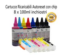6 Cartucce Ricaricabili Autoreset per Epson Expression Photo XP-750 + inchiostri