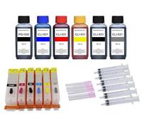 6 cartucce ricaricabili compatibili con Canon PGI-530 + CLI-531 + 6 x 100 ml di inchiostro di ricarica per Pixma TS8500, TS8550, TS8551, TS8552, TS8700, TS8750, TS8751