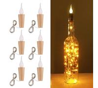 6 catene di luci per bottiglie in sughero, 2 m, 20 LED, per bottiglie, in sughero, colore bianco, a forma di fiamma, per bottiglie fai da te, feste, matrimoni, Halloween, decorazioni natalizie