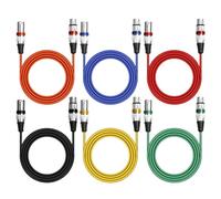 6 cavi XLR, cavo DMX, cavo per microfono XLR, microfono XLR simmetrico, cavo di prolunga audio a 3 poli, adattatore maschio a femmina, per registratore di studio, microfono, mixer (2 m)