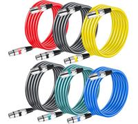 6 cavi XLR da 1,5 m, cavo per microfono XLR simmetrico, cavo di collegamento per microfono DMX, 3 poli, adattatore XLR maschio a femmina, per registrazioni in studio e produzione dal vivo